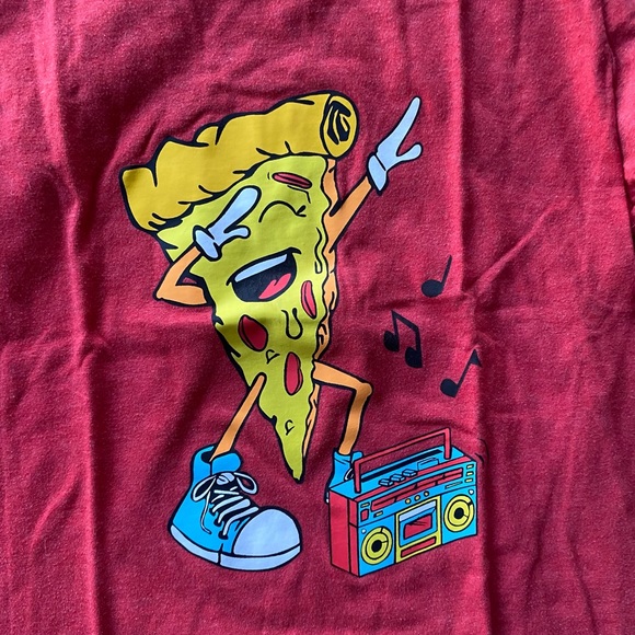 Cat & Jack Kids Red Graphic Pizza Character Long Sleeve Boys' Shirt Sz Small - Picture 2 of 3